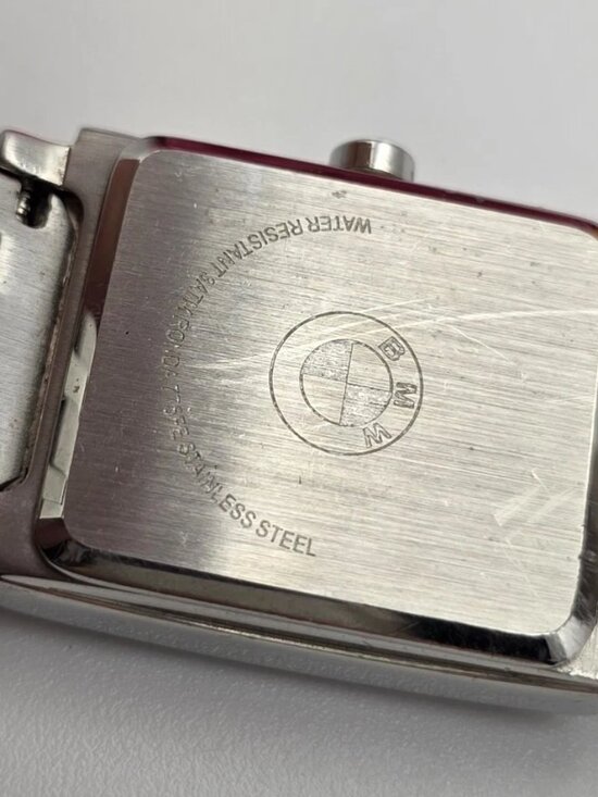 BMW Logo Rectangular Stainless Steel Bracelet Watch 5.5 In Wrist Silver Quartz main image 4